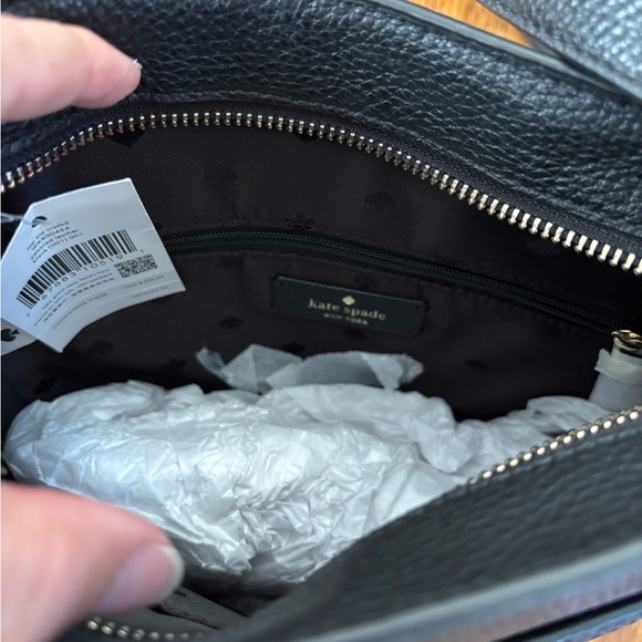 Kate Spade Leila Top Zip Messenger Crossbody Bag Black Leather - Picture 7 of 8